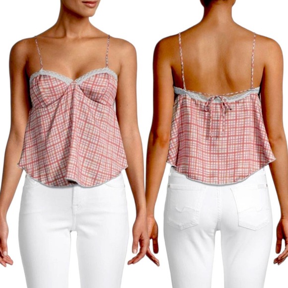 Free People Pink Plaid Camisole - Picture 1 of 10